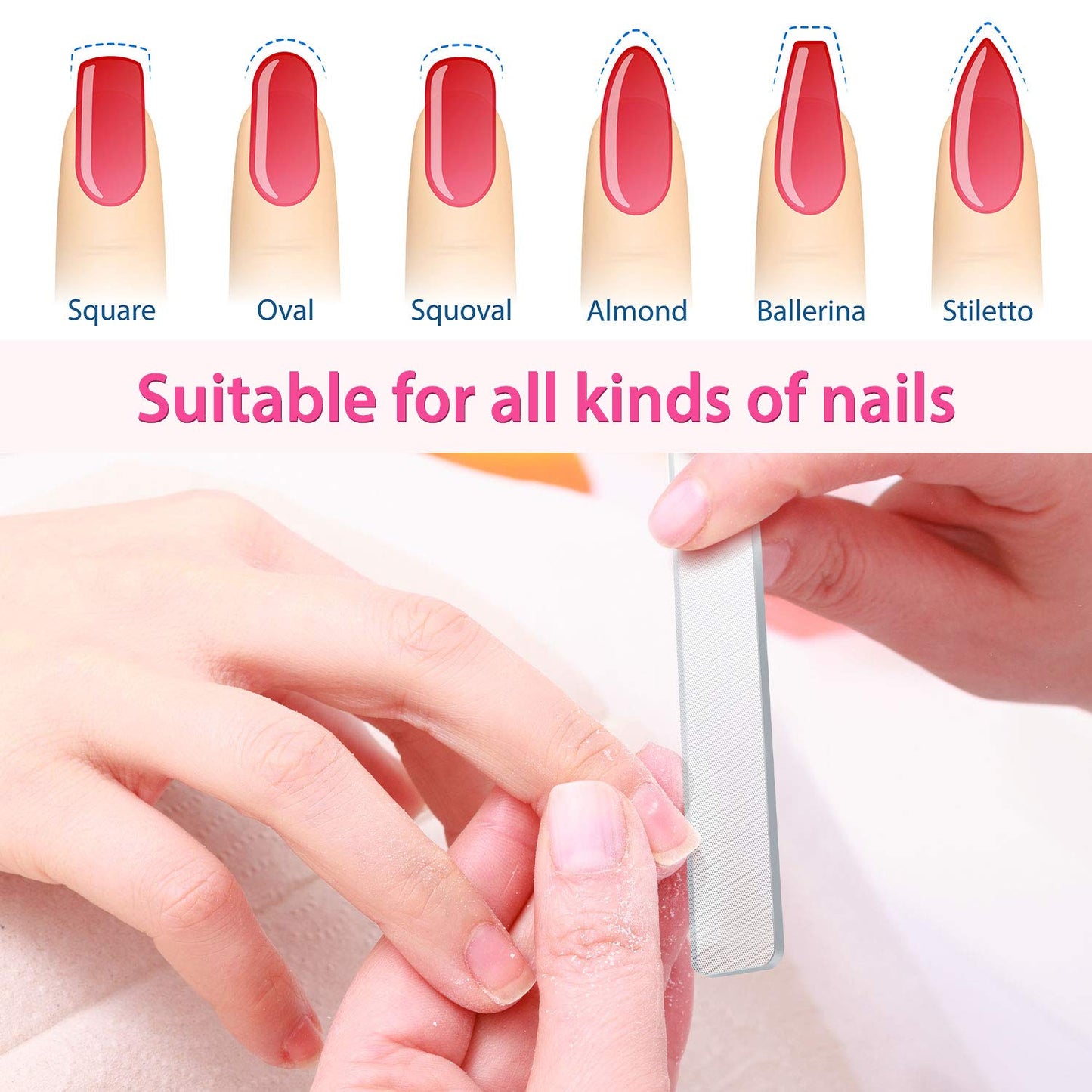 8 Pieces Glass Nail File Fingernail Polisher Shiner Glass Natural Files Crystal Nail Shiner Buffer Polisher with Case for Natural Fingernail