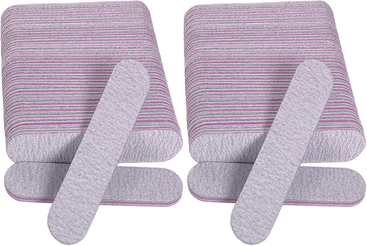 Nail Files (50 Pack), 3.6 Inches Emery Board Nail Files for Acrylic and Natural Nails, 100/180 Grit Small Double Sided Fingernail Filer Bulk Mini Professional Finger Nail Filer Manicure Set Gray