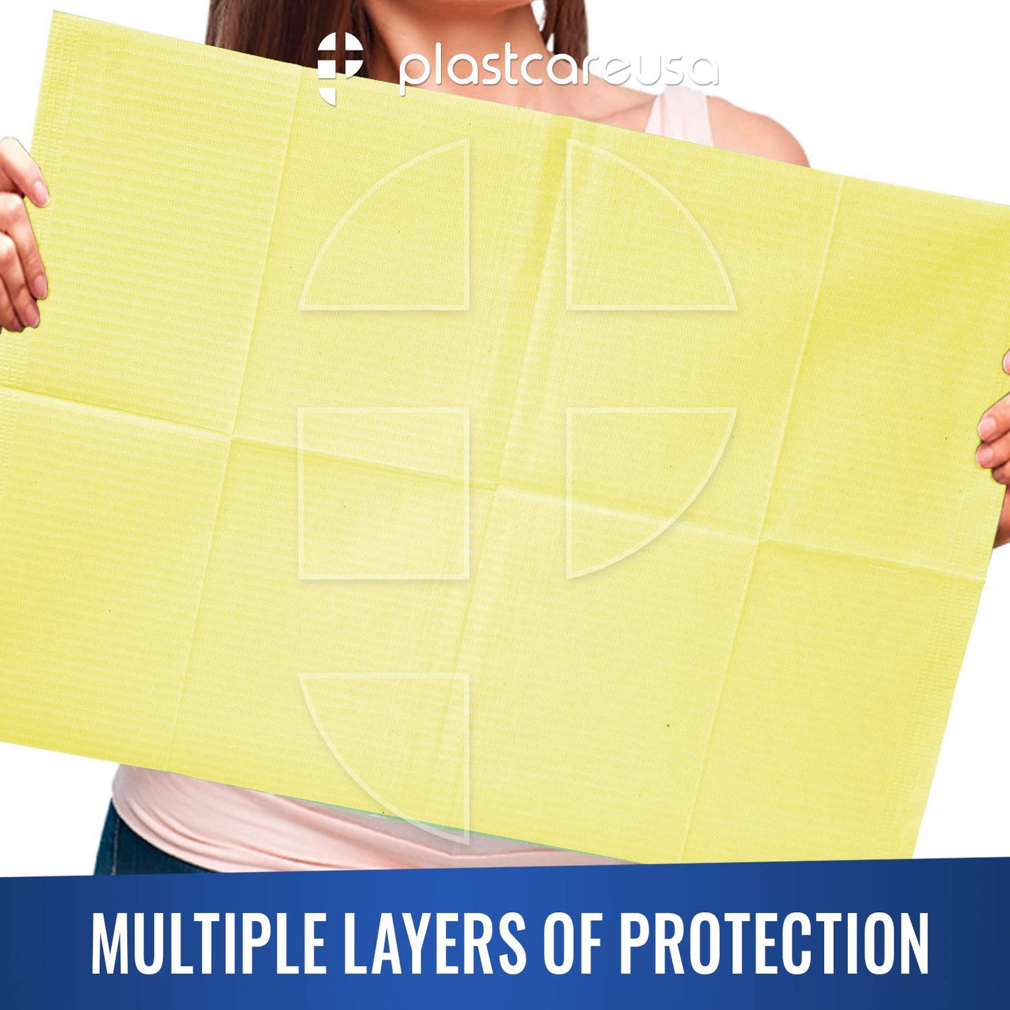 Disposable Dental Bibs 13"x18" - 3 Ply Waterproof Tattoo Bib Sheet for Patients - Dentist or Medical Tray Cover and Nail Table Cover Supplies, Yellow