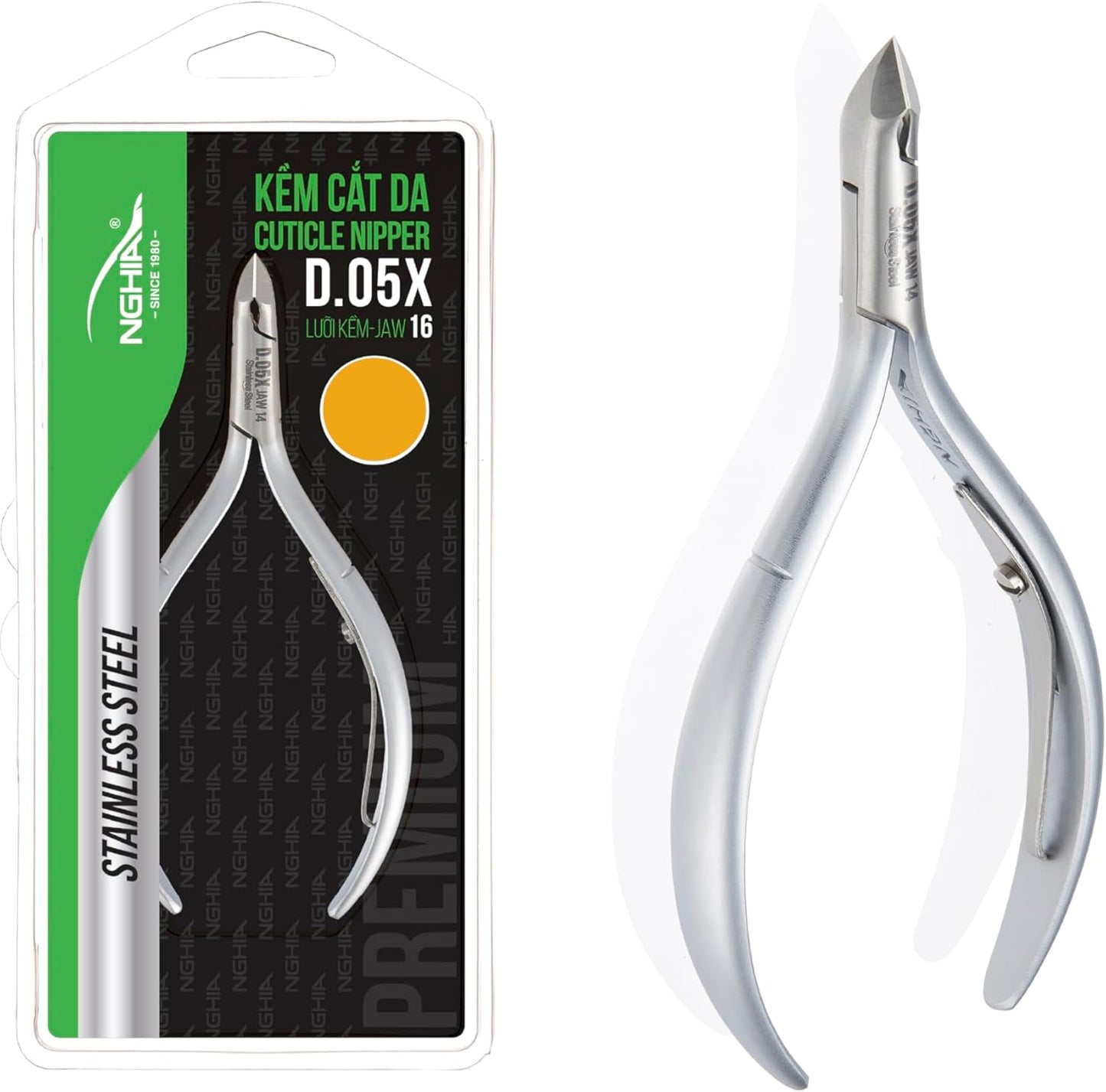 NGHIA Premium Cuticle Nipper - D-05X Jaw 16 (Stainless Steel) - Professional Nail Tools