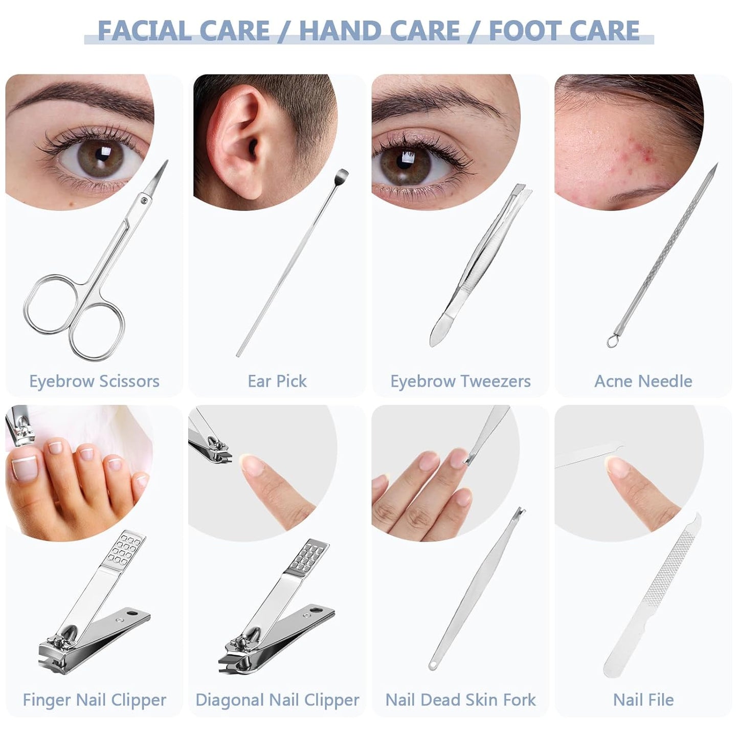 Therwen 24 Sets Manicure Set Nail Clippers 8 in 1 Stainless Steel Grooming Nail Kit Thank You Appreciation Gift Professional Pedicure Tool for Men Women Personal Care(Black)