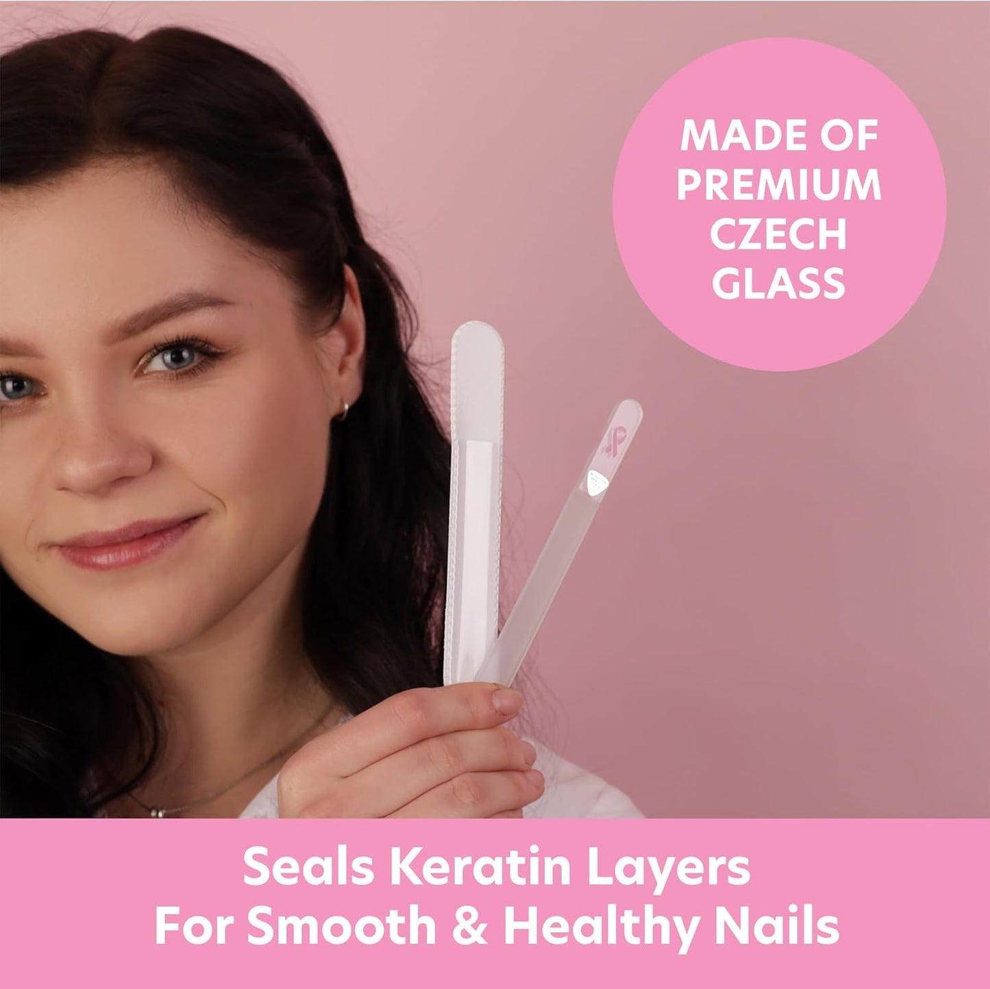 Bona Fide Beauty Czech Glass Nail File with Pink Ribbon - Breast Cancer Awareness Nail Filer for Cause, Pink Ribbon Nail File.