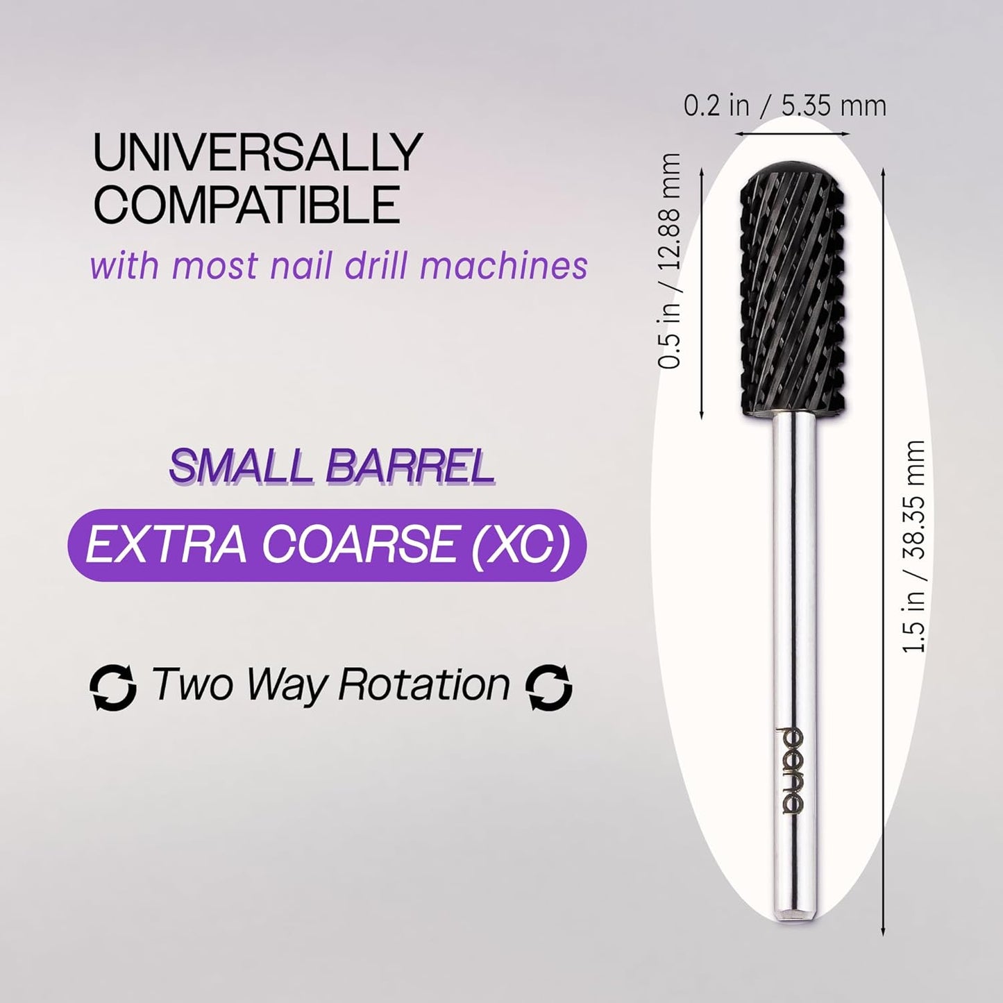 PANA 3/32" Small Smooth Round Top Safety Carbide Nail Drill Bit for Gel Polish & Acrylic Removal Nail Salon Manicure Pedicure Electric File Tools (Small Barrel - DLC Black, Extra Coarse)