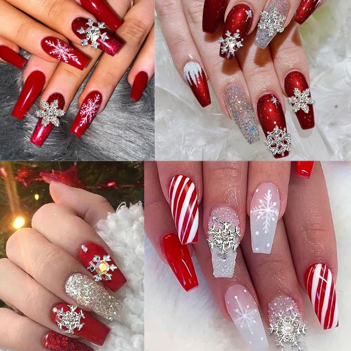 20Pcs Christmas Nail Charms Silver Snowflake Nail Rhinestones for Nails Art 3D Luxury Bling White Nail Gems Winter Cute Pearl Nail Jewelry Christmas Snowflake Bling Nail Charms for Women Acrylic Nails