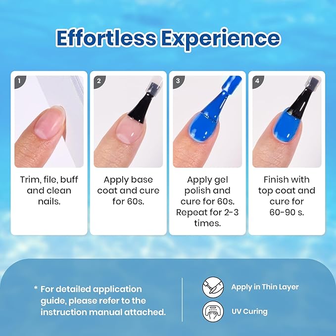 Beetles Blue Gel Polish Set Winter Gel Nail Polish 6 Colors Light Baby Dark Navy Blue Soak off Uv Led Lamp Needed Manicure DIY Home Gifts for Women Ocean Range