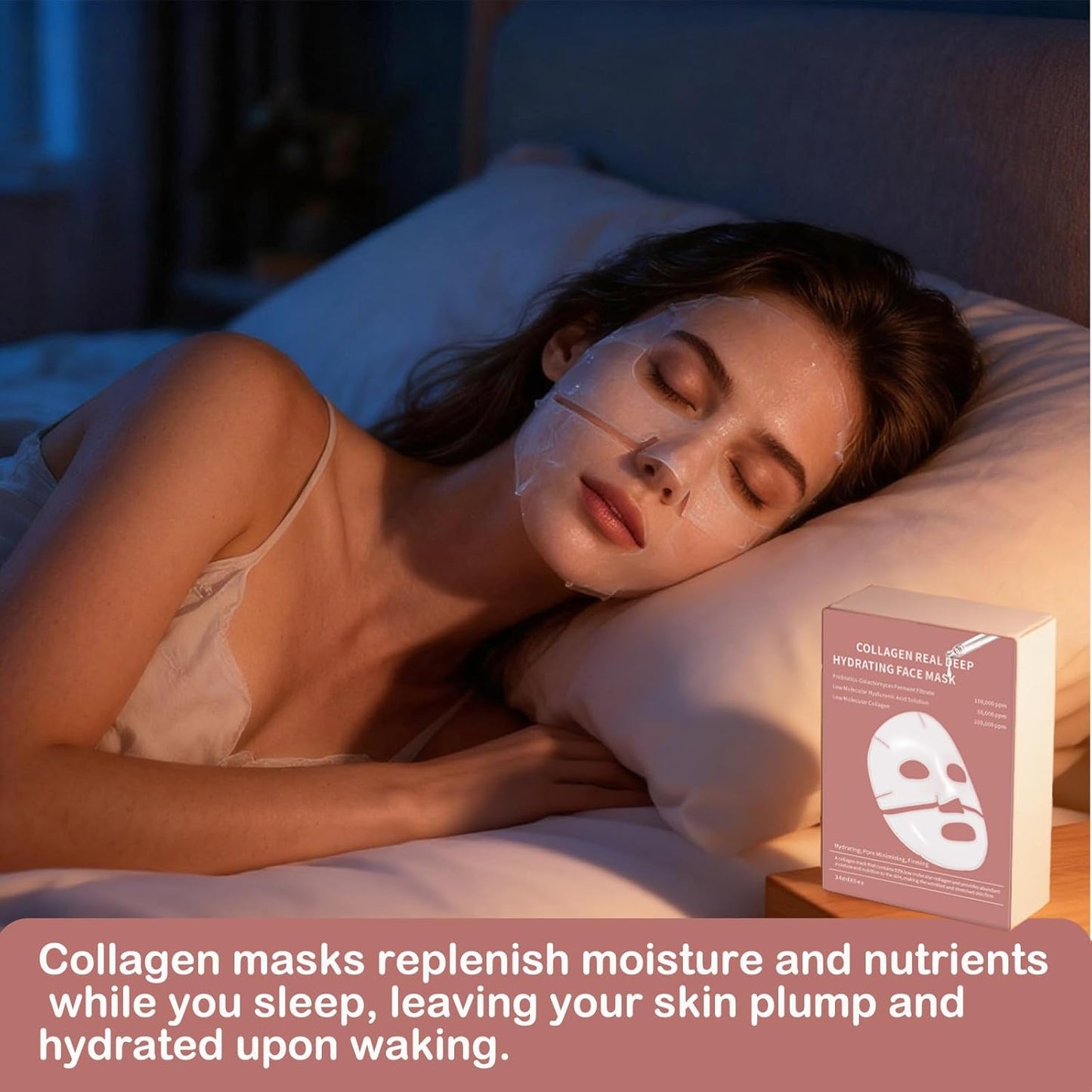 8 Pack Collagen Face Mask, Collagen Face Mask Overnight, Anti-Wrinkle Lifting Collagen Mask, Deeply Hydrates, Minimizes Pores, And Enhances Elasticity