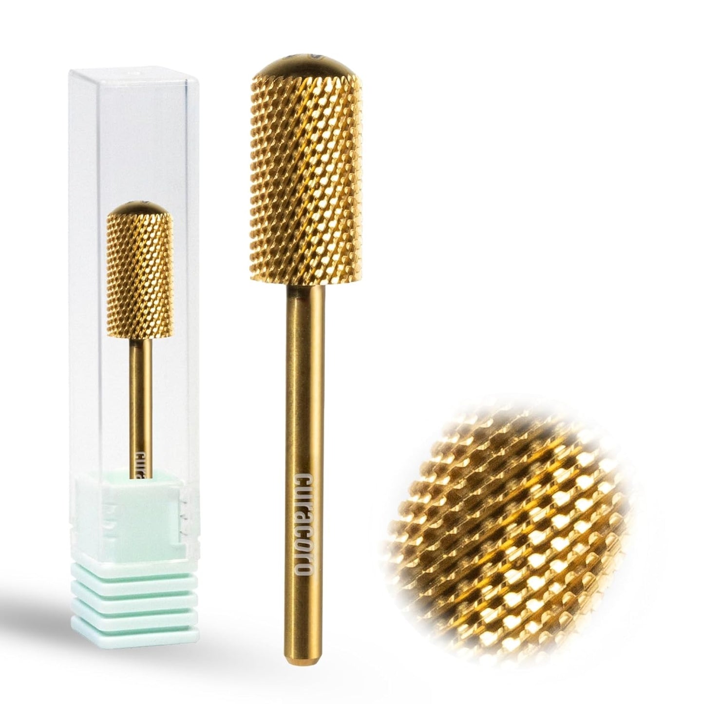 Curacoro Nail Drill Bits 3/32'' - L-Shaped Smooth Stop Barrel Carbide Bit (Medium) for Professional Finish, Refine & Smooth Acrylic or Gel Nails, Nail Art Pedicure Manicure Salon & Home