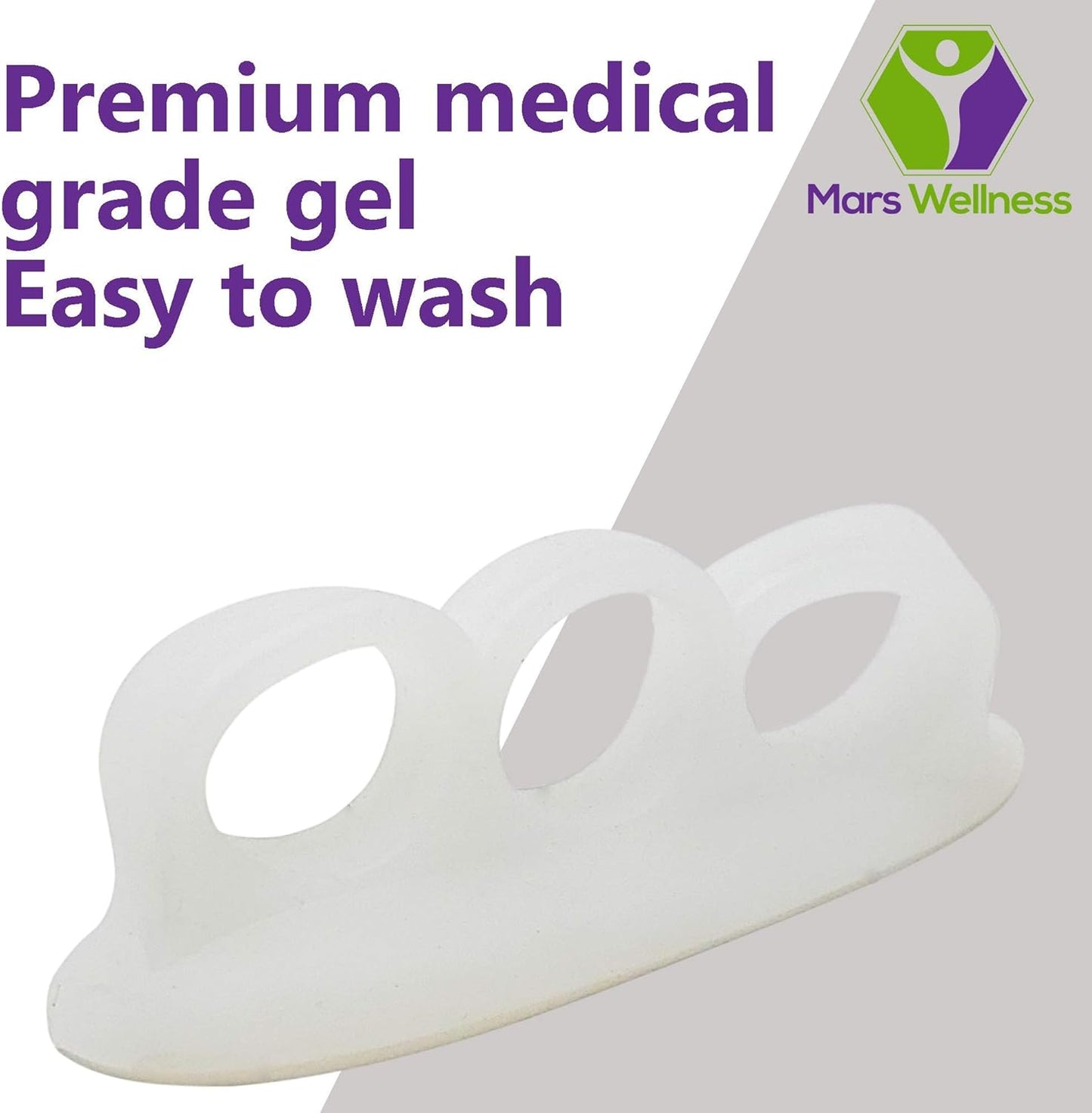 Mars Wellness Gel Toe Separators 2 Pair - 3 Loop Crest Toe Straightener - Gel Spacer for Hammertoe, Overlapping, Mallet