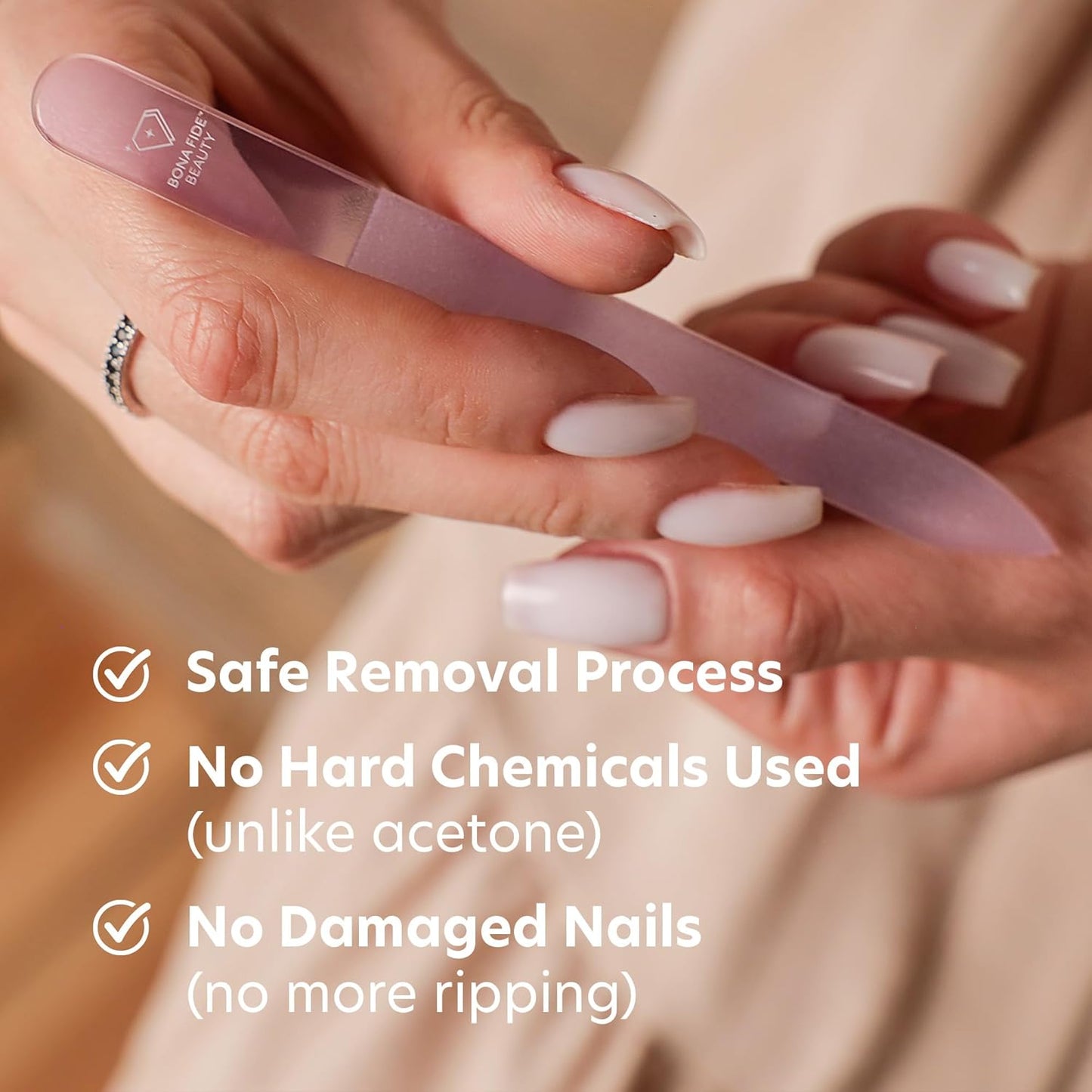 Bona Fide Beauty Czech Glass Nail File for Acrylic Nails, Crystal Glass Nail File with Sleeve. Coarse Fingernail Filer for Fake Nails (Purple)