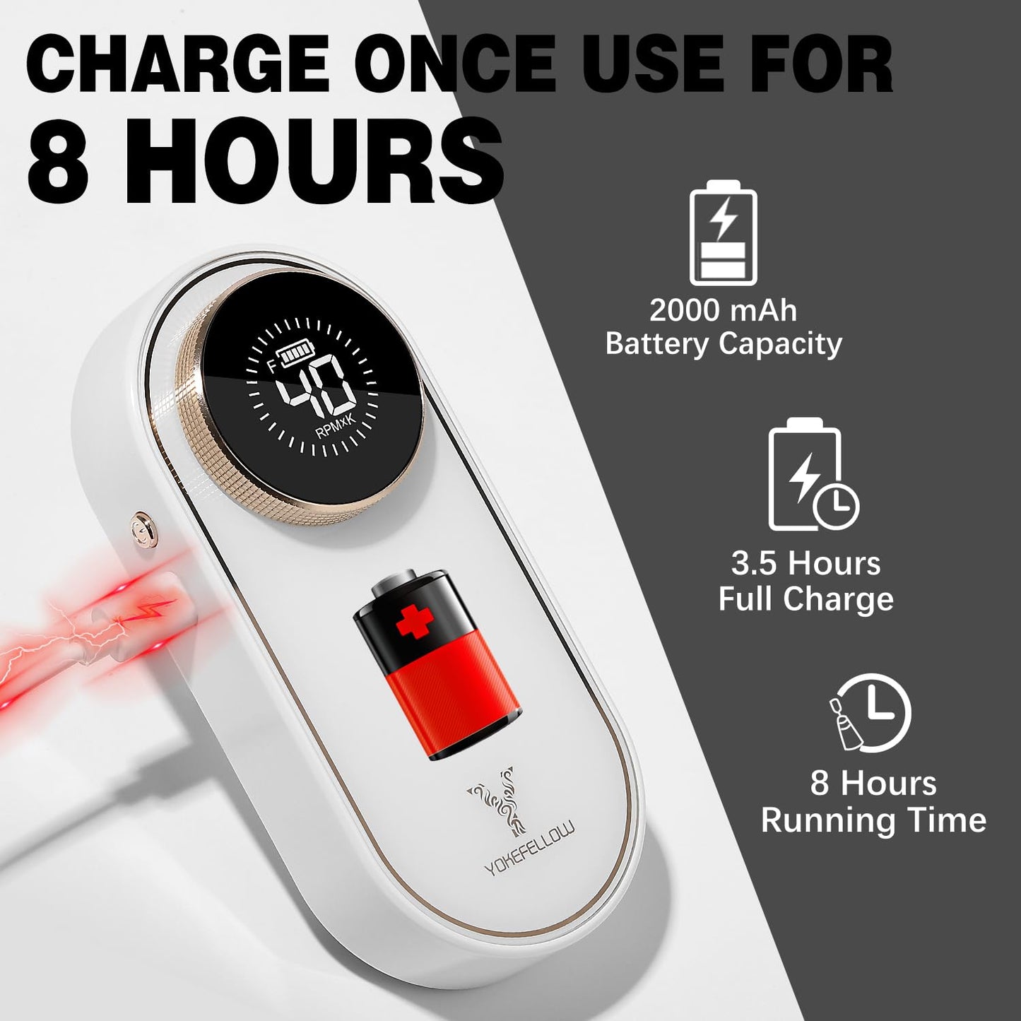 YOKE FELLOW Nail Drill Machine - 4000RPM Nail Drills for Acrylic Nails Professional with 12 Drill Bits for Electric Nail File Manicure Pedicure Home Use (White)