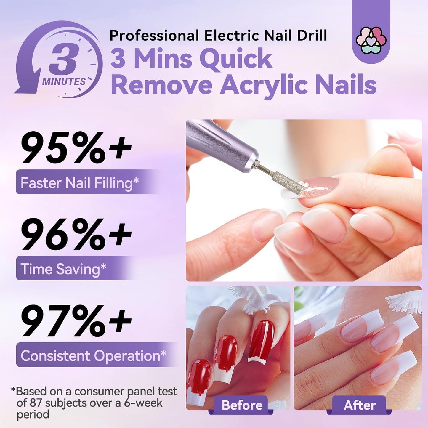 SAVILAND High Speed Nail Drill 40000 RMP: Diamond Shiny Electric Nail File 2600 mAh Rechargeable Nail Drill Kit for Thick Acrylic Nails Removal with Ceramic Drill Bits Sanding Bands Nail Tech Salon