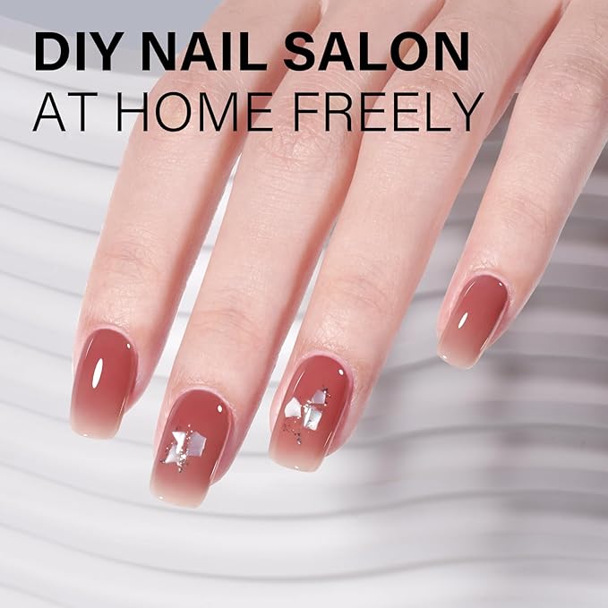 AILLSA Nude Gel Polish Twilight Red Jelly Gel Nail Polish Raspberry Color Translucent Gel Polish Long Lasting Sheer Wine Neutral Nails Soak Off U V Gel for Nail Art at Home Valentine Gift 0.51 Fl Oz