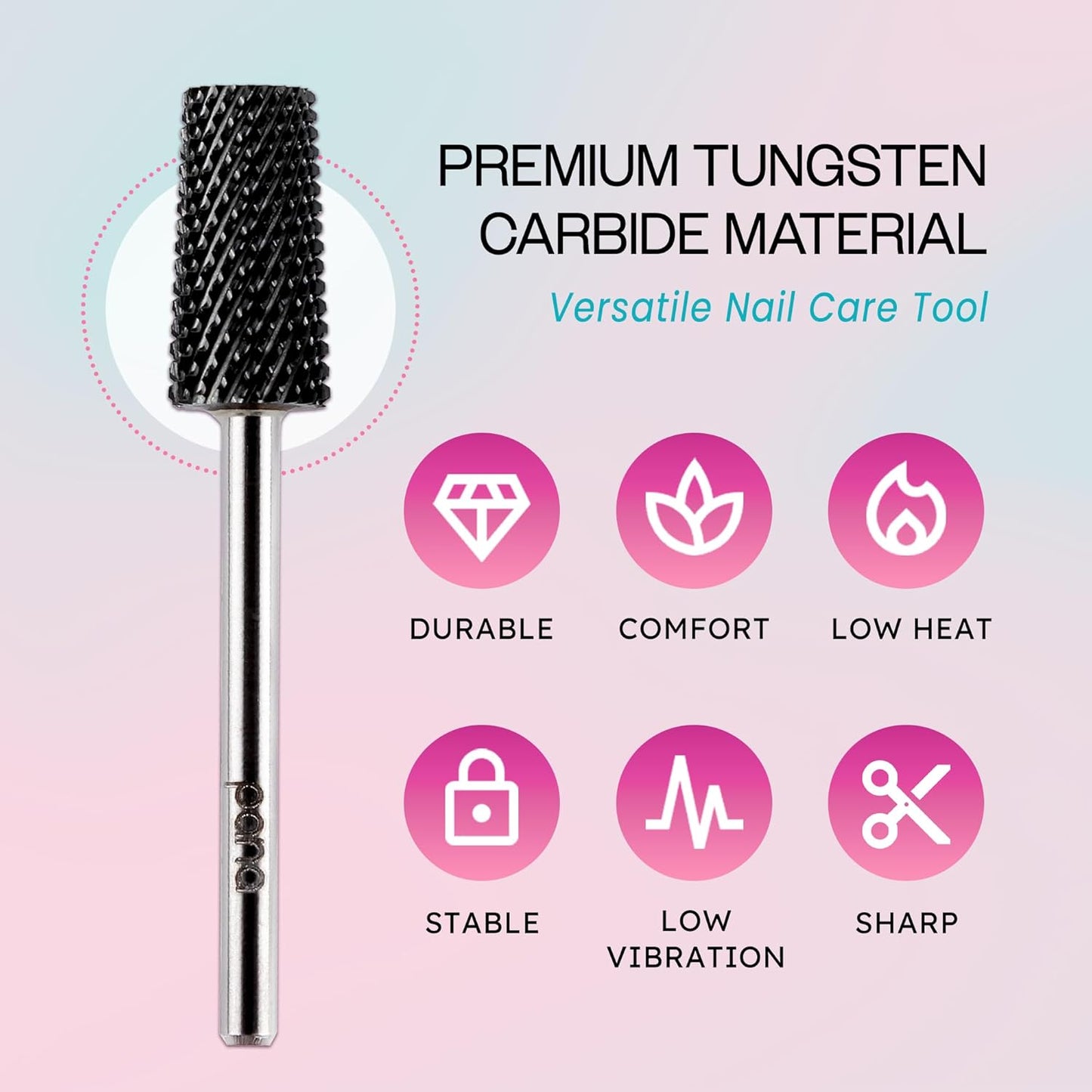 PANA Tapered Barrel Carbide 3/32" Shank Size - (Black, Medium Grit) - Fast remove Acrylic or Hard Gel Nail Drill Bit for Manicure Pedicure Salon Professional or Beginner