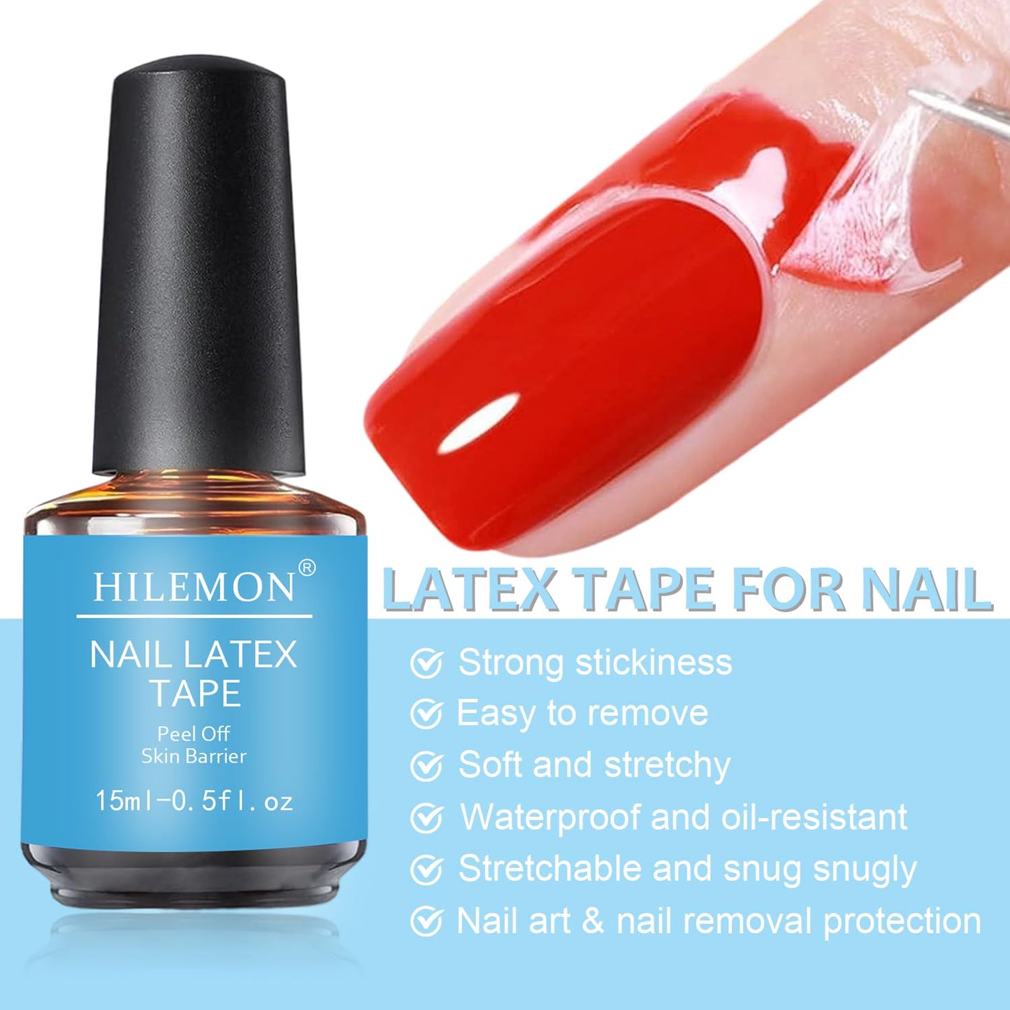 Gel Nail Polish Remover Kit, 15ml Quick Gel Remover, Nail Latex Tape & 8ml Cuticle Oil with Vitamin E & Jojoba Oil, Fast & Easy Removal in 3-5 Mins, Includes Nail Tools (Remover&Latex&Oil)