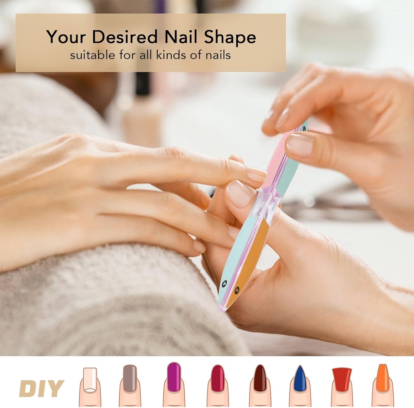 6 Sided Nail File and Nail Buffers, Multi-Functional Nail File for Shaping and Polishing, Gifts for Women, Stocking Stuffers, Nail Care Tool, All-in-One Shaping & Buffing