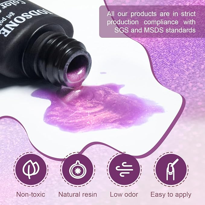 JODSONE 60 PCS Gel Nail Polish Starter Kit With U V Light 55 Kinds Of Color Glitter Gel Polish No Wipe Base And Glossy Matte Top Coat Easy To Apply