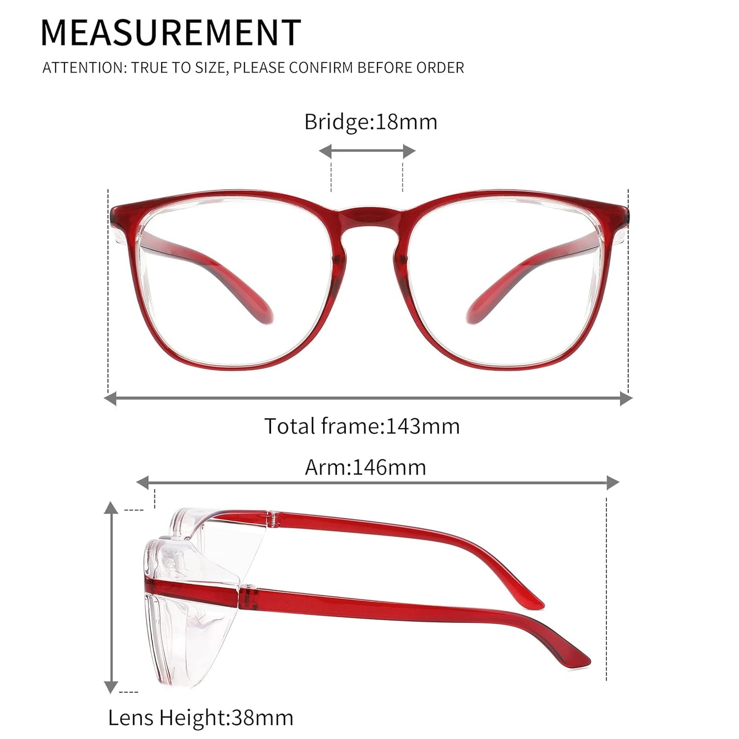 Alsenor Safety Glasses Anti Fog Goggles Protective Eyewear Blue Light Blocking Anti Dust UV Protection Glasses For Men Women (Red)