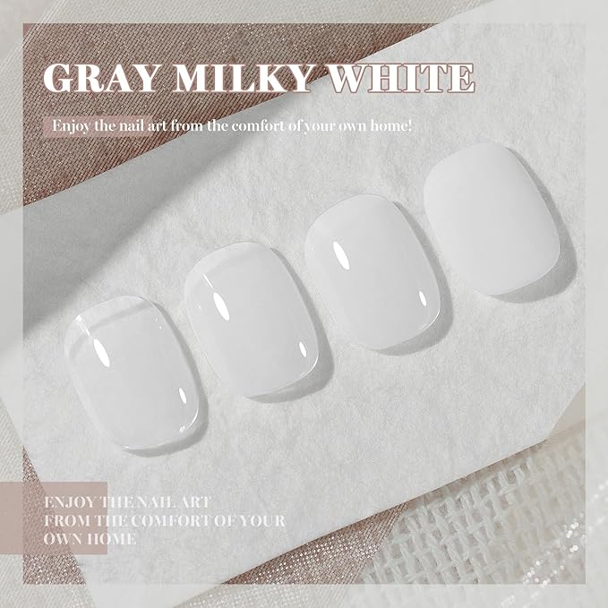 RARJSM Nude Gray Milky White Gel Nail Polish Neutral Skin Tone Sheer Jelly Gelpolish 1PC 15ml Single Bottle Creamy Transparent Natural Nudegel Polish Soak off Cured for Home Salon French Manicure