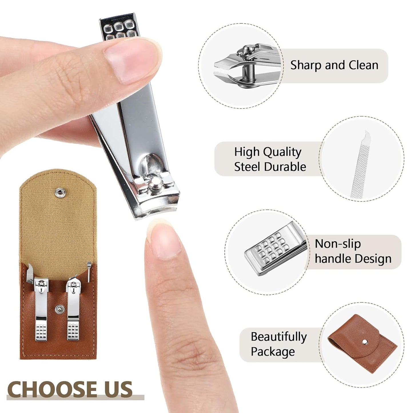 Lasnten 24 Set Christmas Manicure Set Bulk Nail Clippers Grooming Nail Kit Stainless Steel Professional Pedicure Kit Pedicure Tools with Travel Case Gifts for Xmas Men Women(4 in 1,Brown)