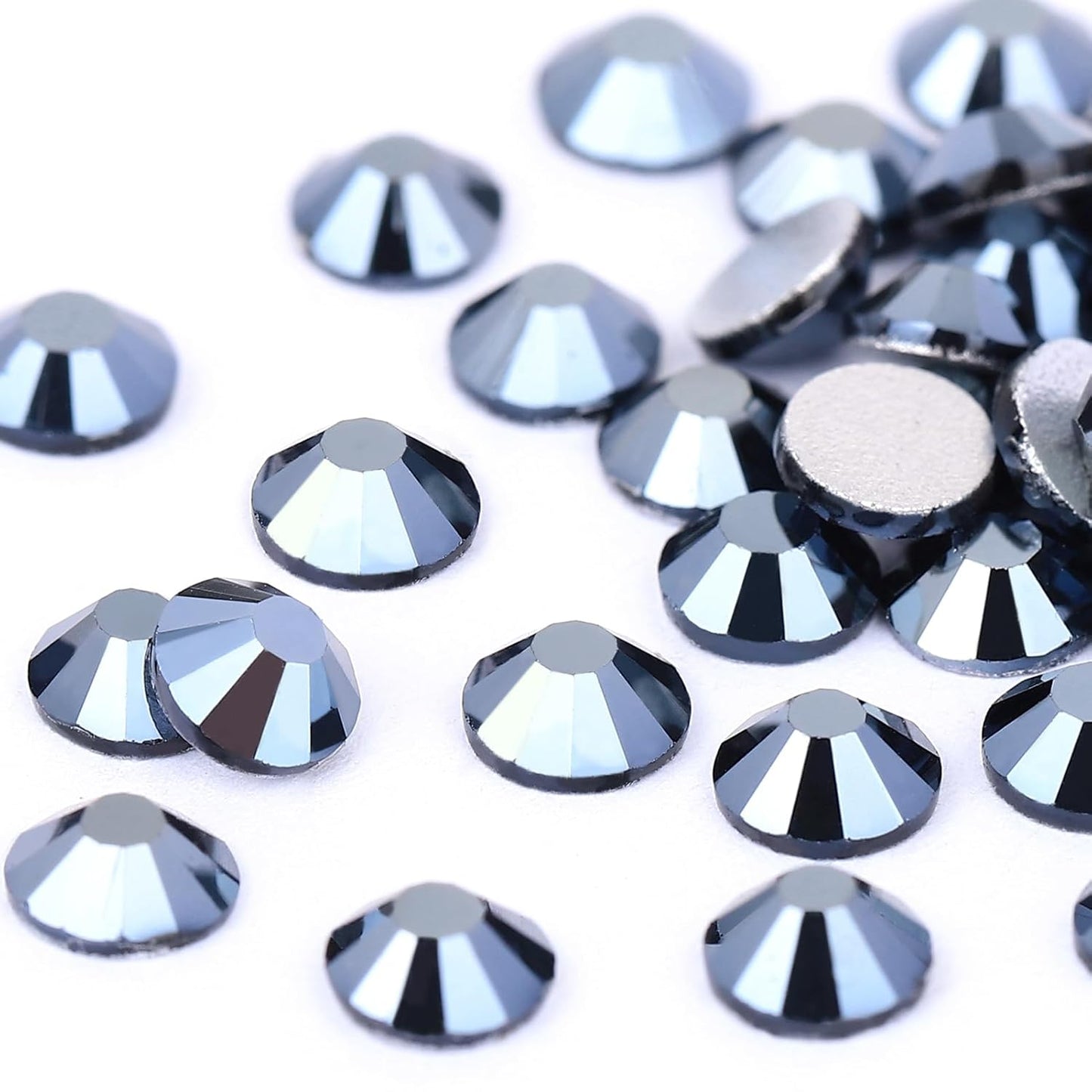 Novani Rhinestones Flatback Rhinestones Glass Gems Stones Jewels Round Gemstones Non-Hotfix Crystal for Crafts,SS16,1440 Pieces,Shiny Black