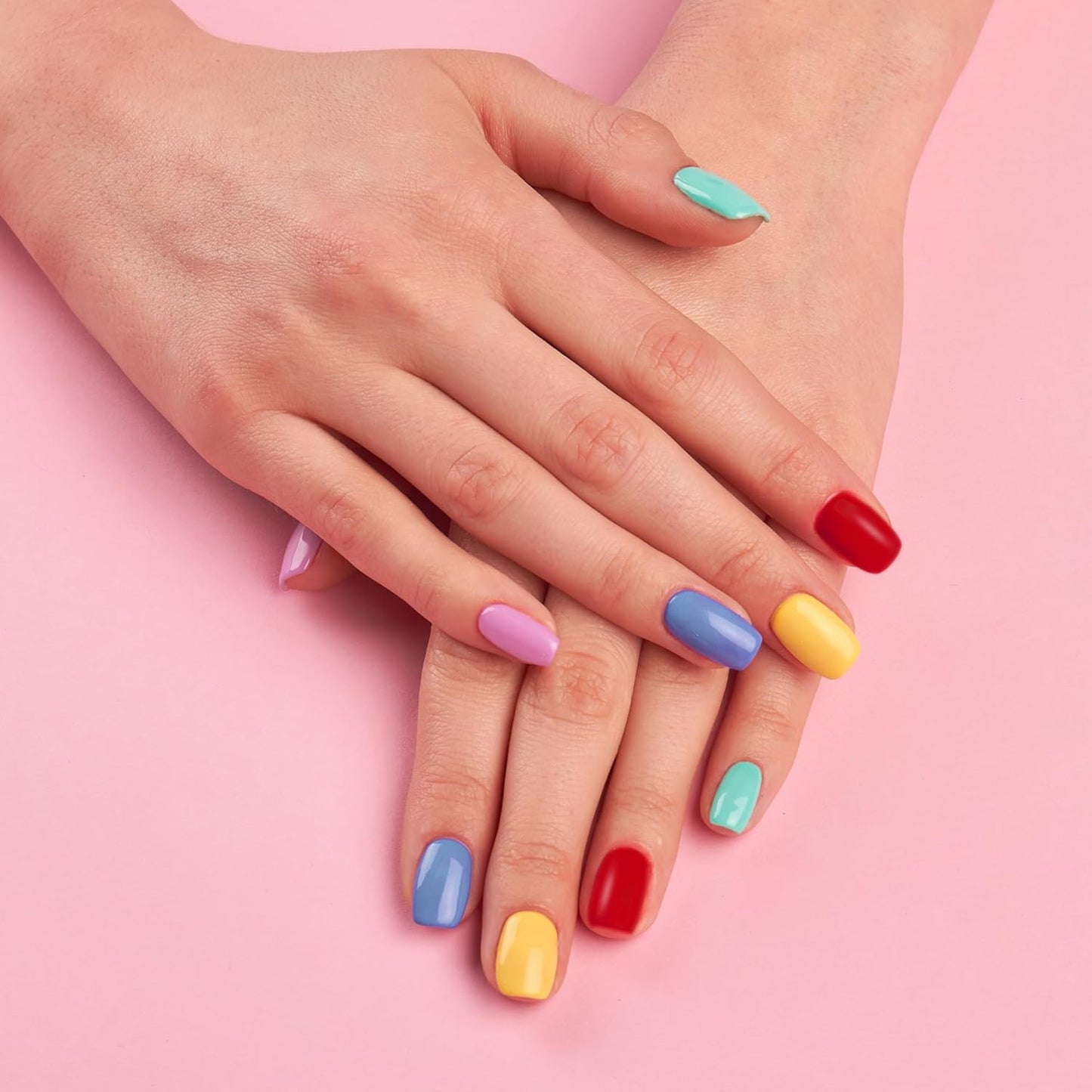 Semi Cured Gel Nail Strips-Semi-Gel Nail Polish Stickers Easy DIY for Beginners Trendy Candy Colors for Music Festiveals,Works with Any UV/LED Lamps(Pastel Dark Colors)
