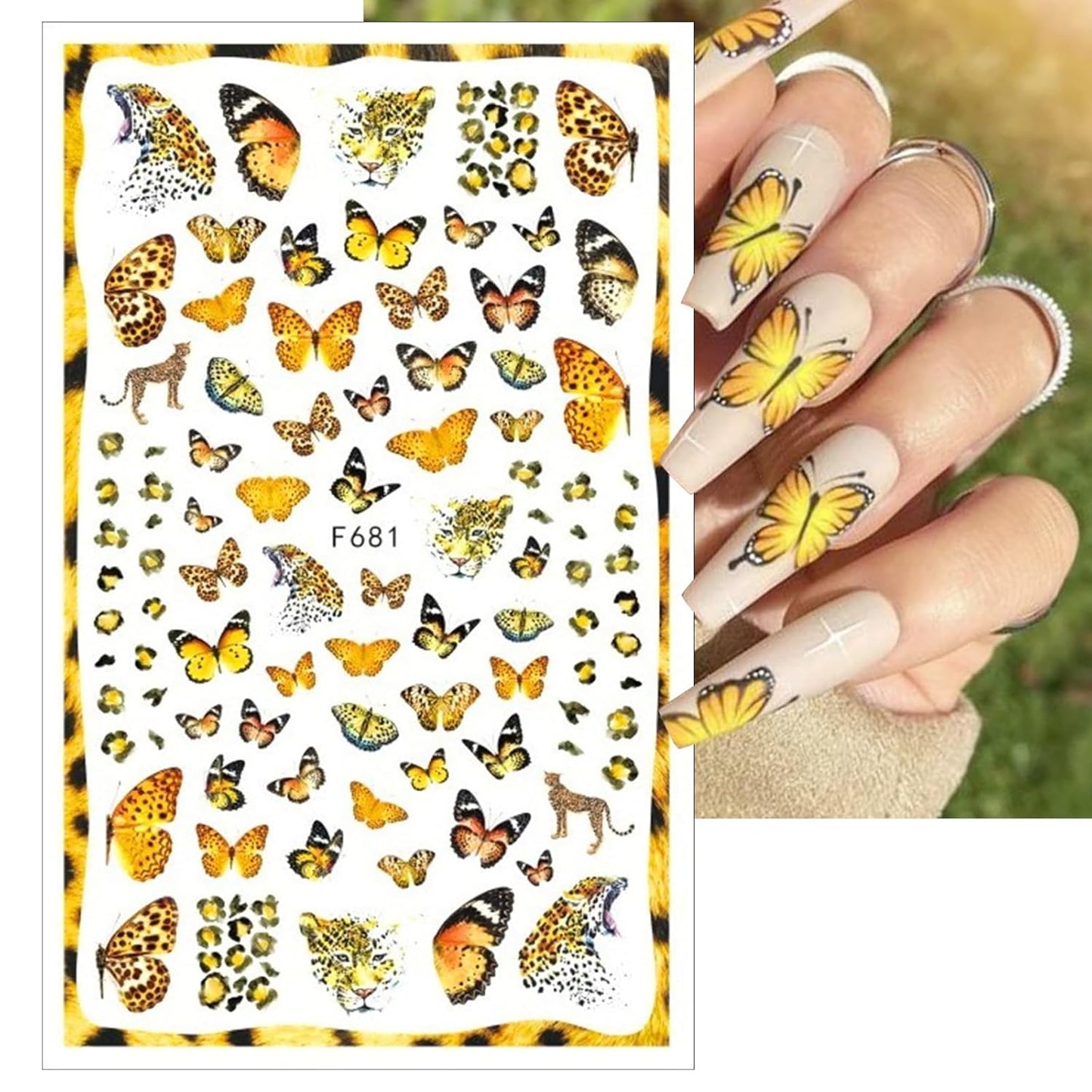 7 Sheets Butterfly Nail Art Sticker Decals Spring Summer 3D Self-Adhesive Nail Decals Colorful Floral Nail Supplies Pink Blue Purple Yellow Butterfly Nails Designs Supplies for Women Nail Decoration