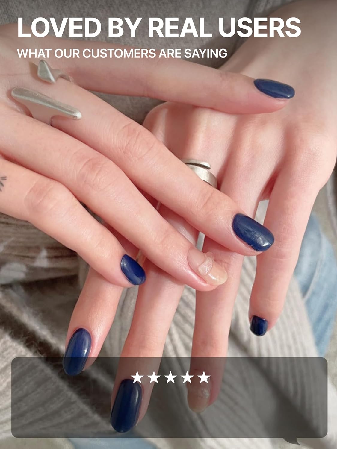 UUUUUU Semi Cured Gel Nail Strips | Salon-Quality | UV Free Gel Nail Wraps for Women | Easy Peel&Stick | Long-Lasting up to 14 Days | 28 Strips Set+File & Wipes | Gift-Ready (UGN089-Midnight)