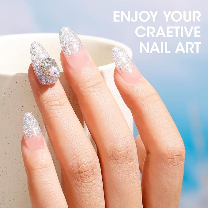 GELLEN Sparkle Sequins White Gel Nail Polish, 18ml Soak off No Chip Glitter White Gel Polish, Color No.429