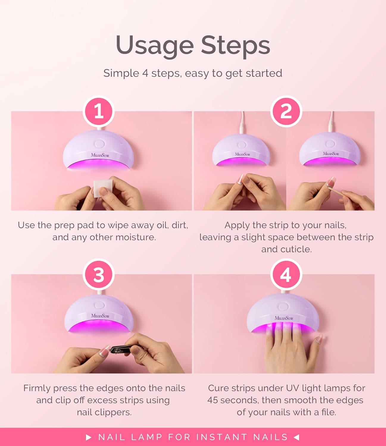 MelodySusie Starter-Friendly LED UV Nail Lamp with 2 Timers, Pocket-Sized for Handheld & Desktop Use, P-art04 UV Light for Gel Nail Especially Instant Nails, Base/top Coat & Half-Cured Gel (Purple)