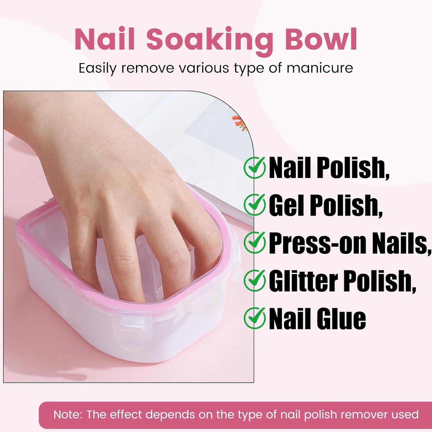 Wifniee Nail Soaking Bowl: 2PCS Soak Off Gel Nail Polish Dip Powder Remover Bowl for Hand Finger- Acetone Proof Manicure Bowl for Salon Home (S1-Pink)
