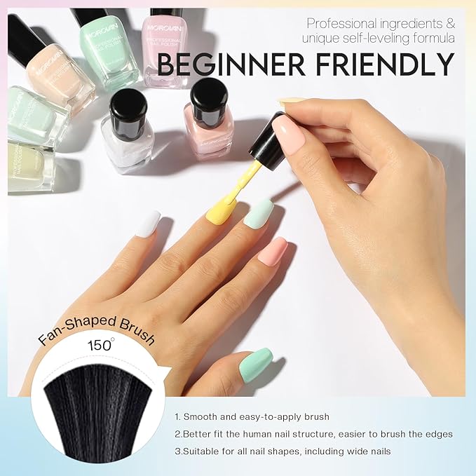 Morovan Fingernail Nail Polish Set: 15 Colors Pastel Macaron Winter Nail Polish Kit Quick Dry Toe Finger Nail Polish Pcak Easter Gift For Women Girl