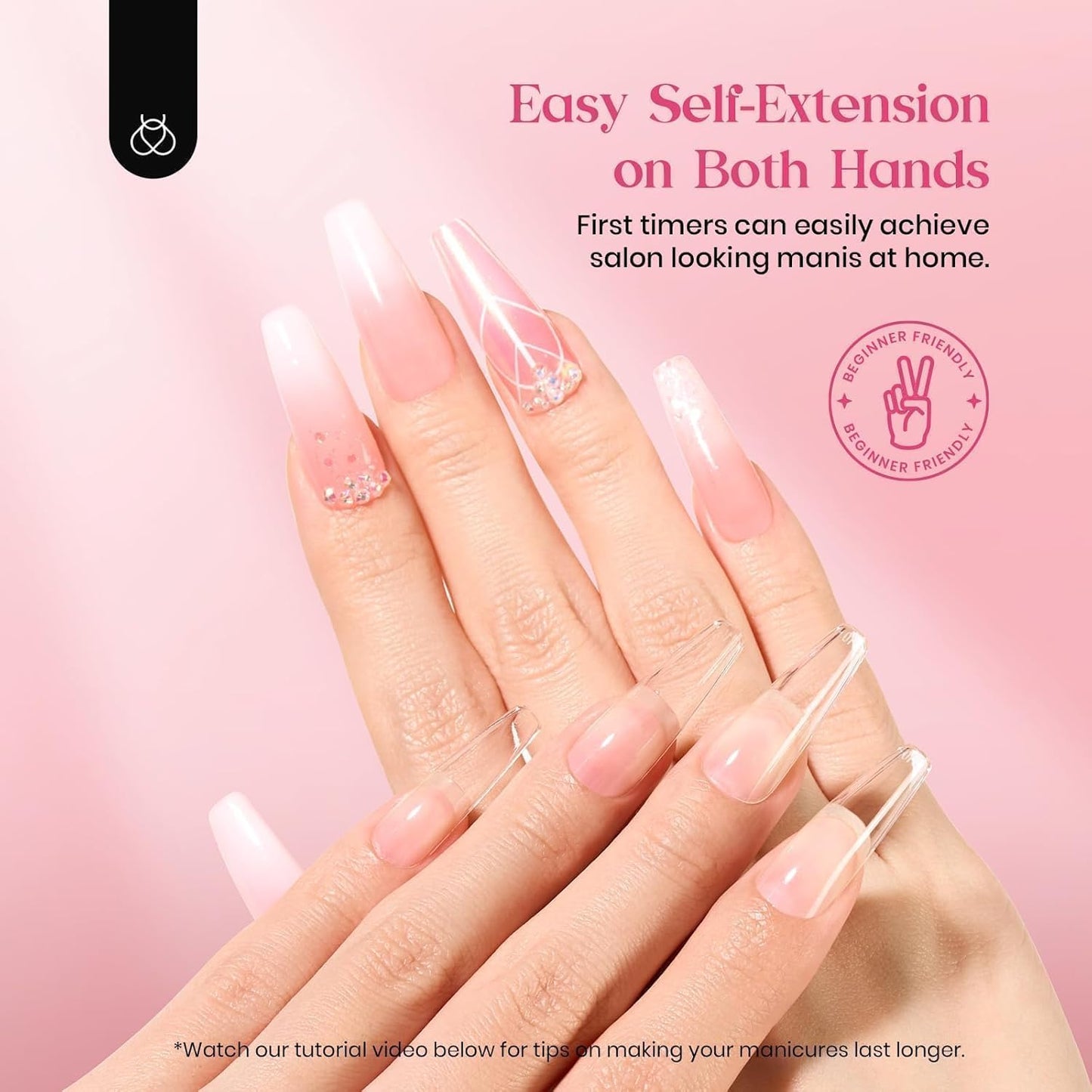 Beetles Gel Nail Tips Upgraded 15 Sizes Long Coffin Gel Nail Tips 630Pcs Pre-Shaped Clear Full Cover False Nails Easy Nail Extension for Gel Nail Polish Gift for Women