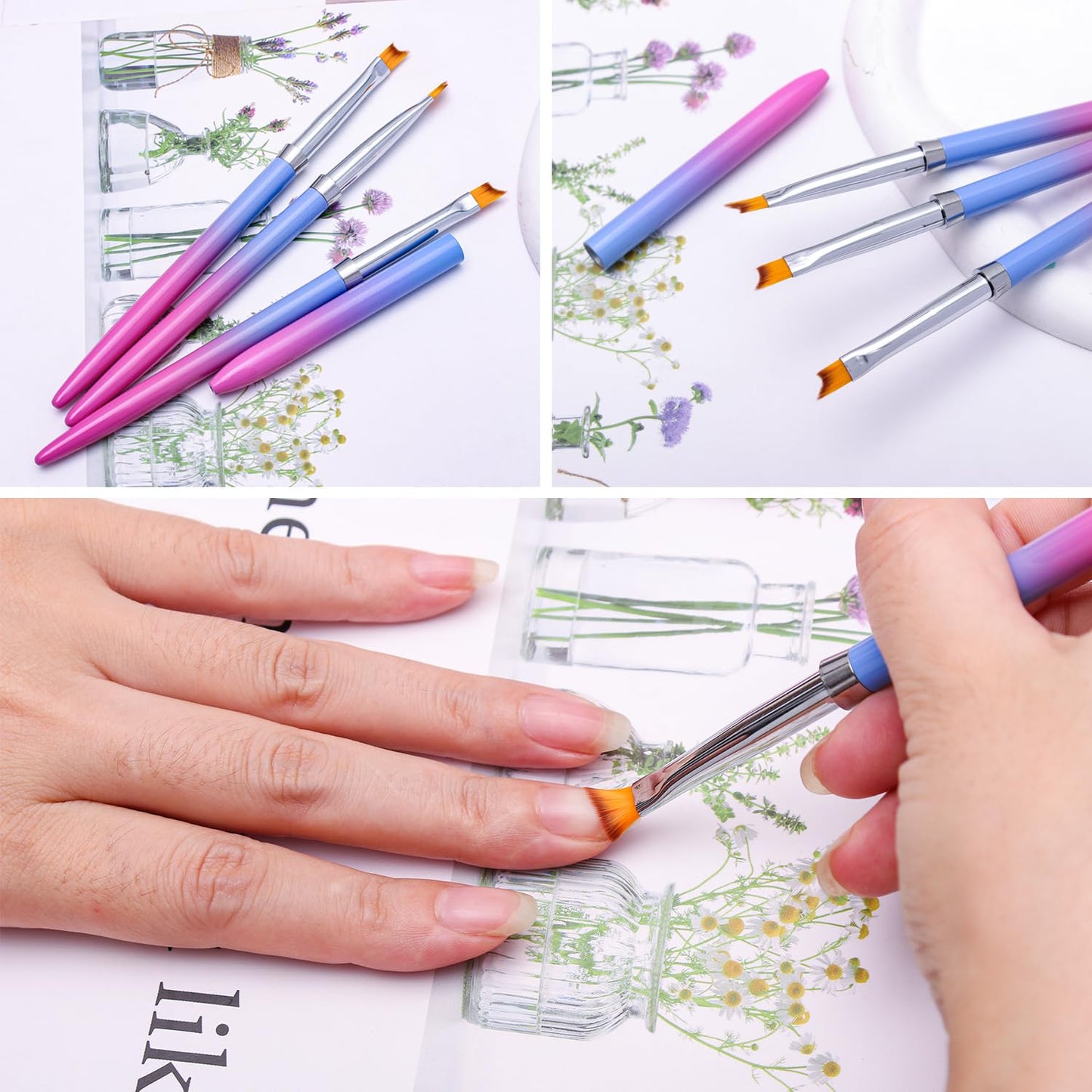 SILPECWEE 1pc French Nail Brush - Acrylic Nail Art Brushes & Polish Brush for French Tip Manicure