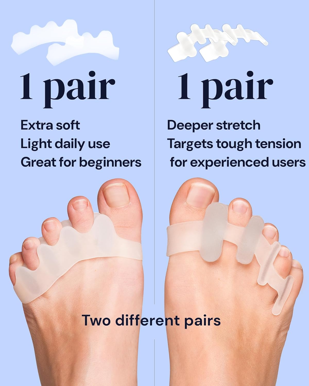 YOGAMEDIC Silicone Gel Toe Spacers - Pack of 4, Adult - Bunion Toe Separator for Relief - Hammertoe Straightener & Active Gel Spreaders
