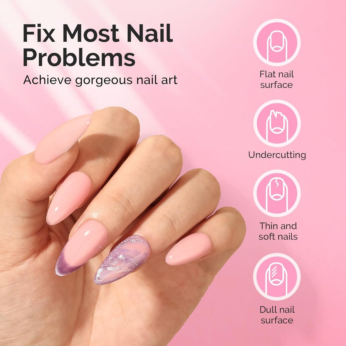 MelodySusie Hema Free Pink Builder Nail Gel for Nails Thickening, 0.5 Fl Oz, Soak Off UV Extension Gel, Nail Art Design Salon DIY Manicure at Home for Women H1604