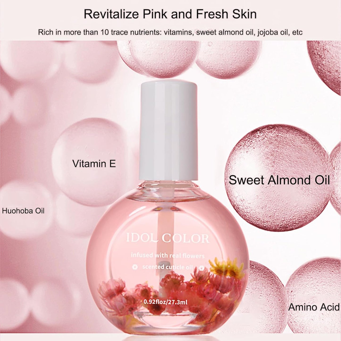 Flowery Scented Cuticle Oil, Infused with Real Flowers, Cuticle Revitalize Oil, Nail Oils For Growth And Strength, Cuticle Remover - Nail Strengthener - Cuticle Softener (0.92 fl.oz, ROSE)