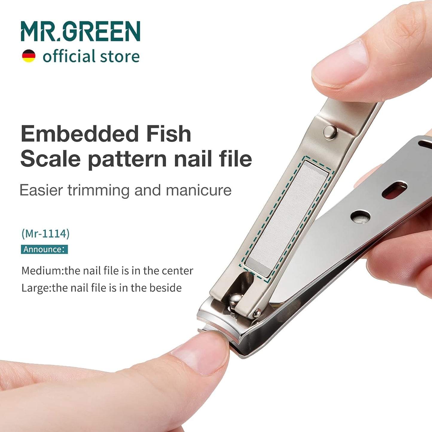 MR.GREEN Nail Clippers Curved Blades Fingernail Cut Nippers Manicure Scissors Stainless Steel Pedicure Tools (Large)