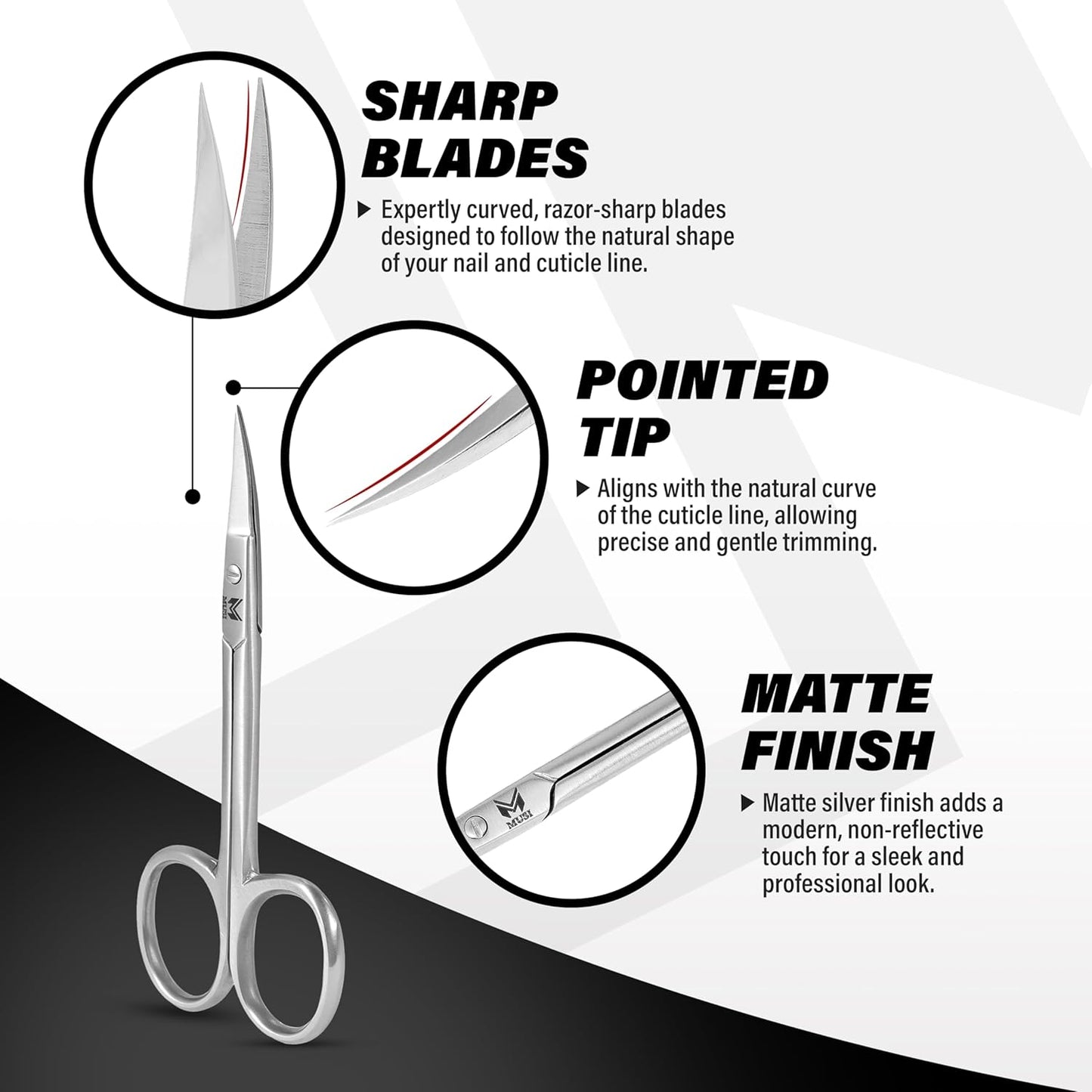 MUSI 4-Piece Cuticle Care Kit – Precision Cuticle Nipper, Pusher, Scraper & Cuticle Scissors – Stainless Steel Manicure Tools Set for Nail & Skin Grooming – Salon & Home Use
