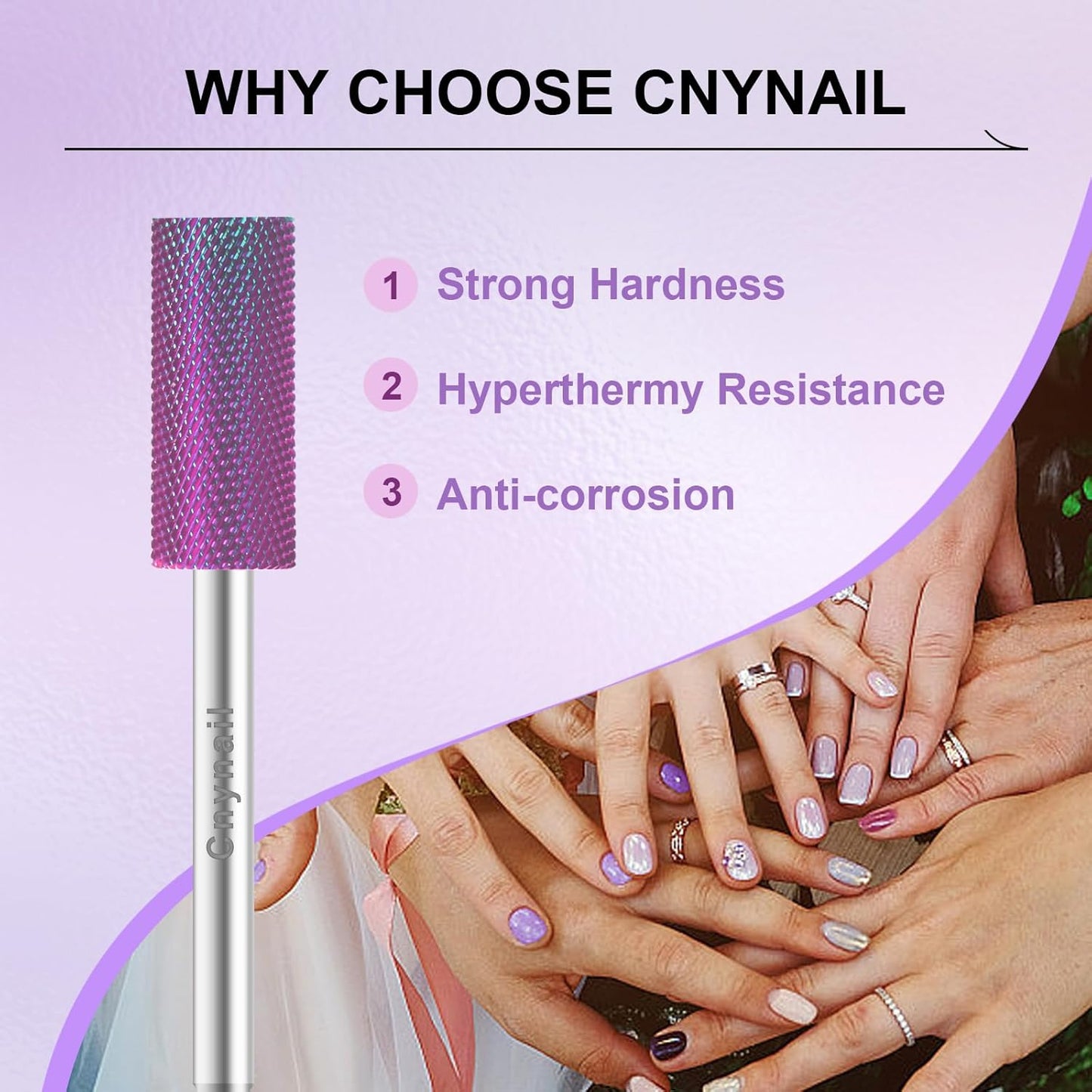 3/32" Small 5.35MM Barrel Bit Tungsten Carbide Nail Drill Bit Safety Bit for Gel & Acrylic Removal, 2- Way Rotating Efile Tip, Salon Electric File Accessory (XF Girt, Purple)