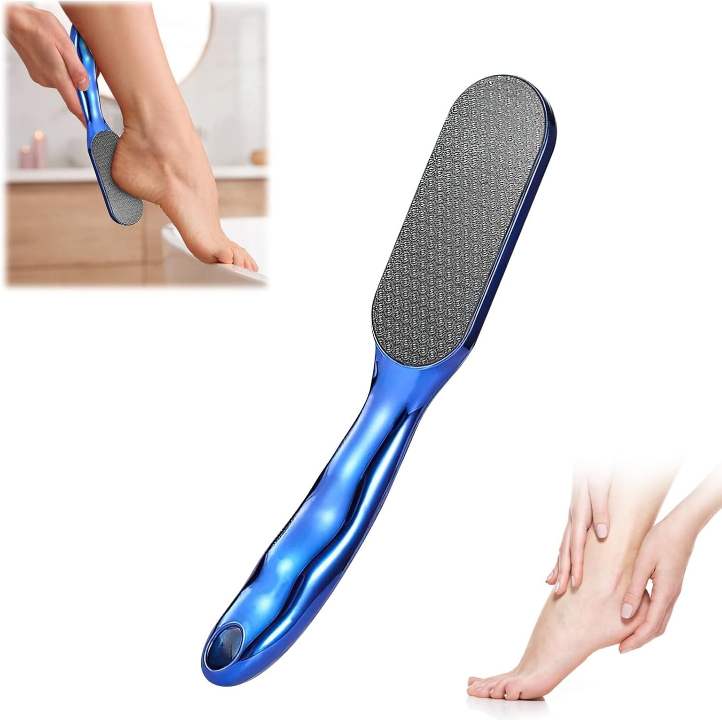 Veinsgrain Foot File, Veins Grain Foot File, Professional Foot Care Tools, Nano Glass Foot File with Non-Slip Ergonomic Handle Feet Massage Tool (Blue)
