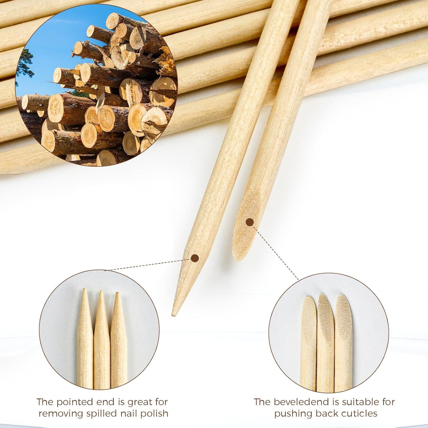 GOLD HONEY 360PCS Cuticle Pusher Wood in Boxed - 4.5 Inch Double Sided Orangewood Sticks for Nails Used - Professional Manicure & Cuticle Remover - Manicure Pedicure Tool