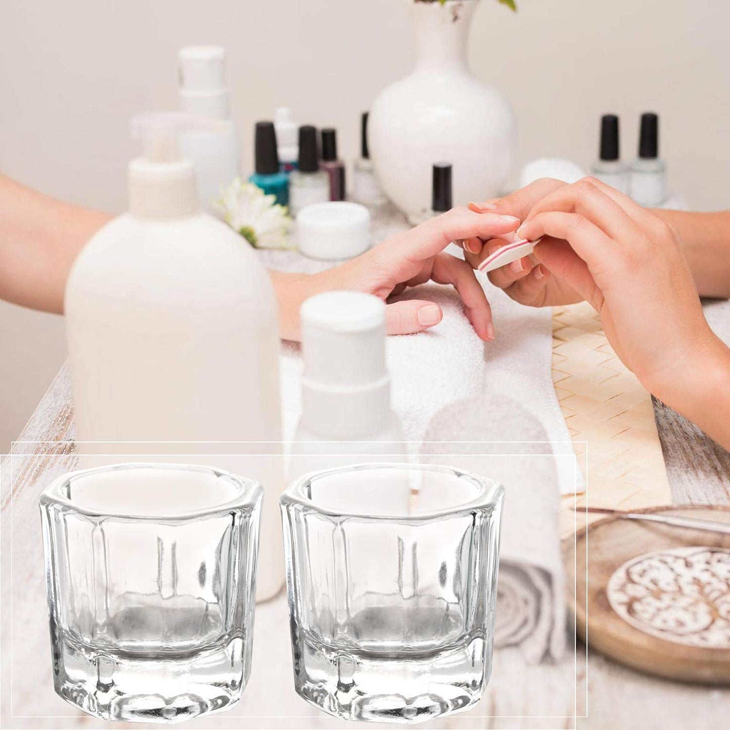 4 Pieces Acrylic Dappen Dish Nail Dapping Dish Nail Powder and Liquid Holder Glass Bowl Crystal Cup Nail Supplies