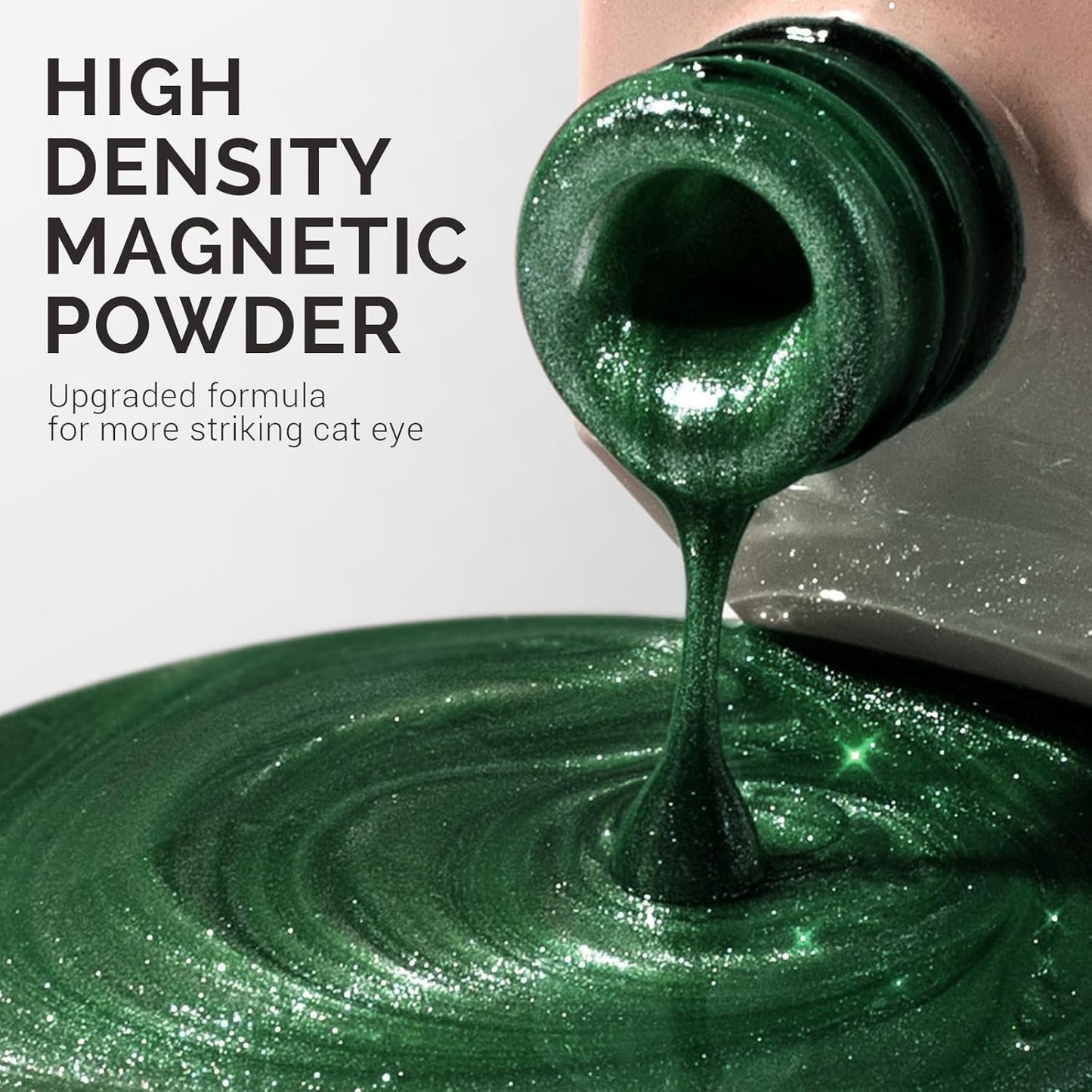 MelodySusie Jeweliver Cat Eye Gel Nail Polish, 0.5 Fl Oz Dark Green Glitter Holographic Magnetic Nail Polish with Magnet, UV Nail Polish for Nail Art Manicure Salon DIY at Home C3108