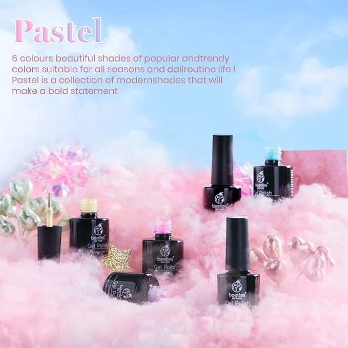 Beetles Pastel Gel Nail Polish Set 6 Pcs Pink Gel Polish Pastel Yellow Blue Gel Polish Soak Off Uv Nail Lamp Gifts for Women Manicure Kit