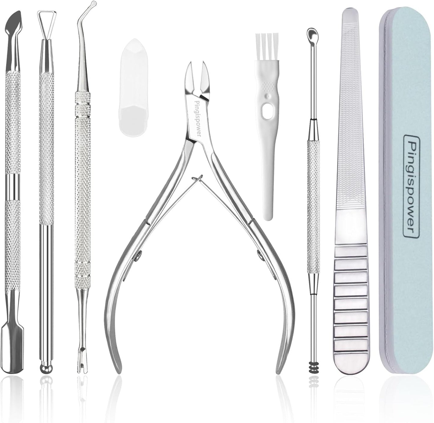 Cuticle Trimmer with Cuticle Pusher Set, 9PCS Professional Cuticle Nippers & Premium Stainless Steel Durable Cuticle Remover Tool Manicure Kit for Fingernails and Toenails