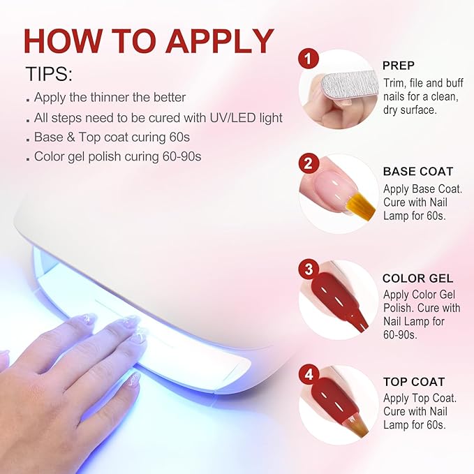 VENALISA 10 ML Jelly Gel Nail Polish Set with DIY Nail tips Kit, 5 Pcs Transparent Yellow Purple Red Gel Polish Color High Gloss Soak Off U V Nail Manicure Salon DIY