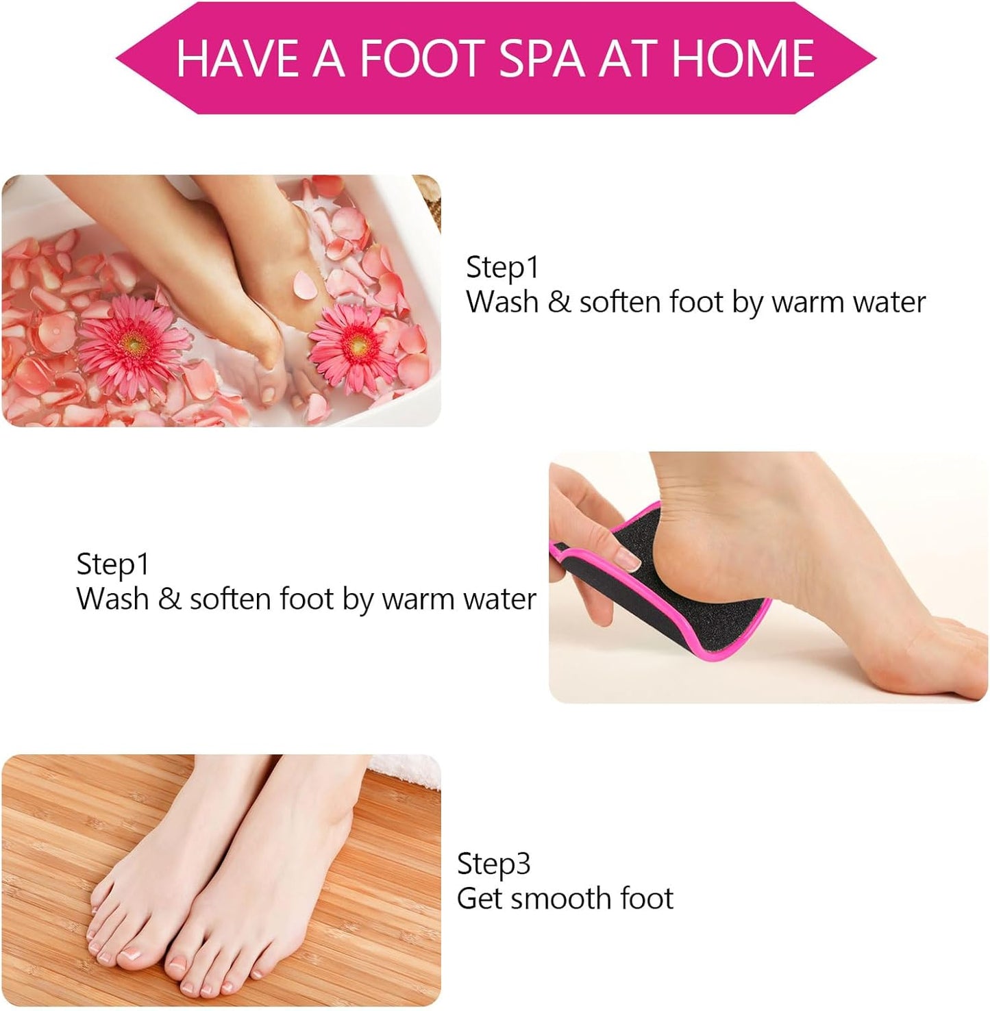 2 Pcs U Shaped Foot Scrubber Curved Foot File Callus Remover for Feet Dual Sided Heel File Scraper Dead Skin Remover