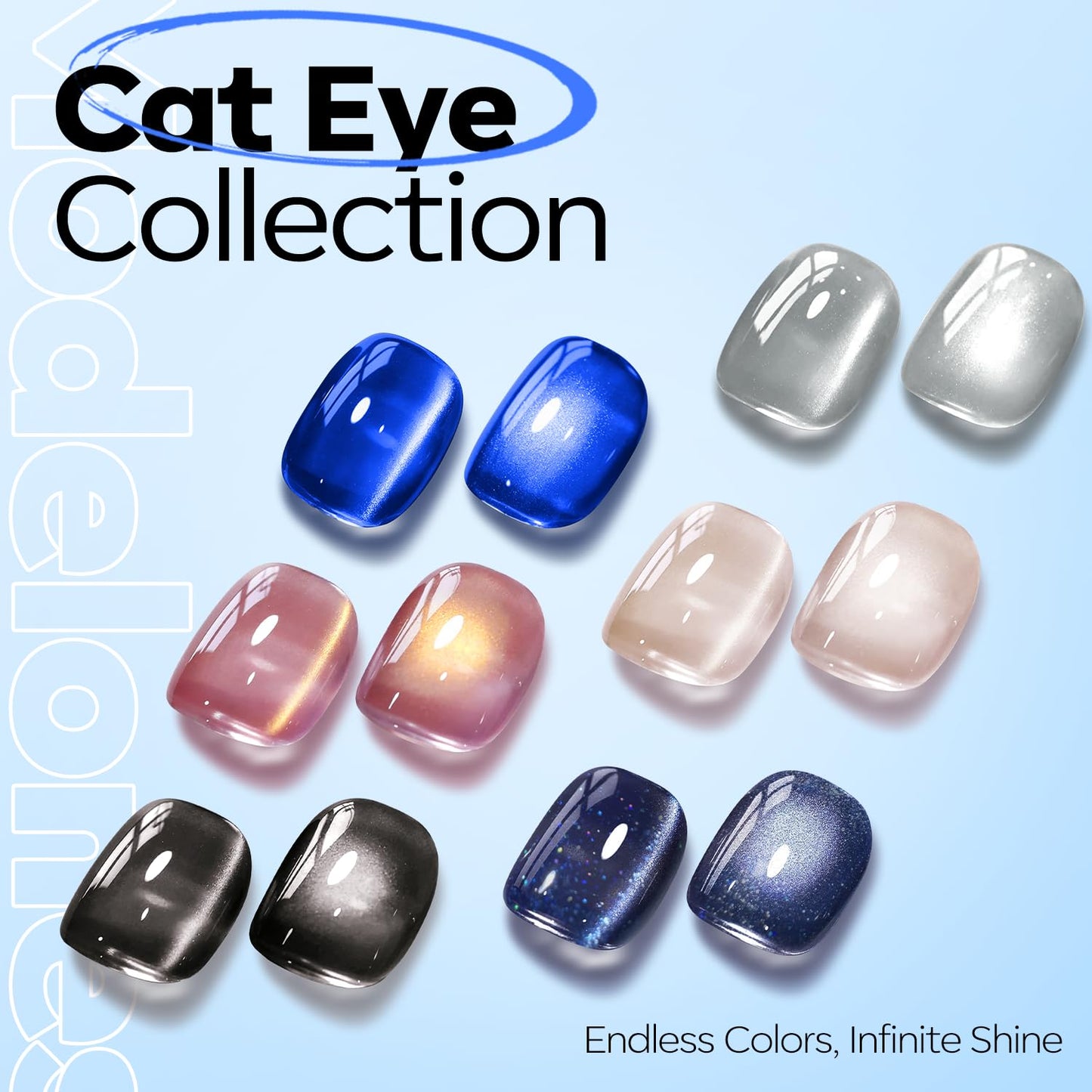 modelones Cat Eye Gel Nail Polish, Glitter Blue Magnetic Nail Polish with Magnet Soak Off U V Winter Gel Polish Shimmer Nail Art Top Coat Manicure Salon DIY