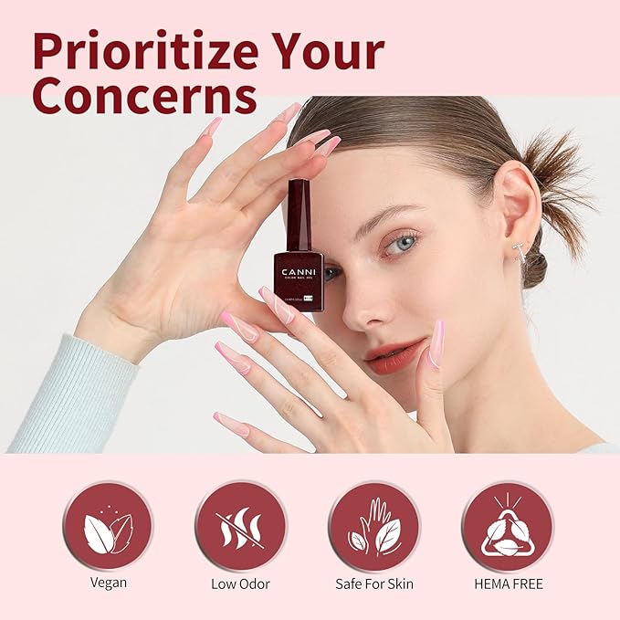 CANNI Dark Burgundy Glitter Red Gel Nail Polish, 1Pcs Sparkle Bright Red Gel Polish Color High Gloss Soak Off U V Nail Manicure Salon DIY
