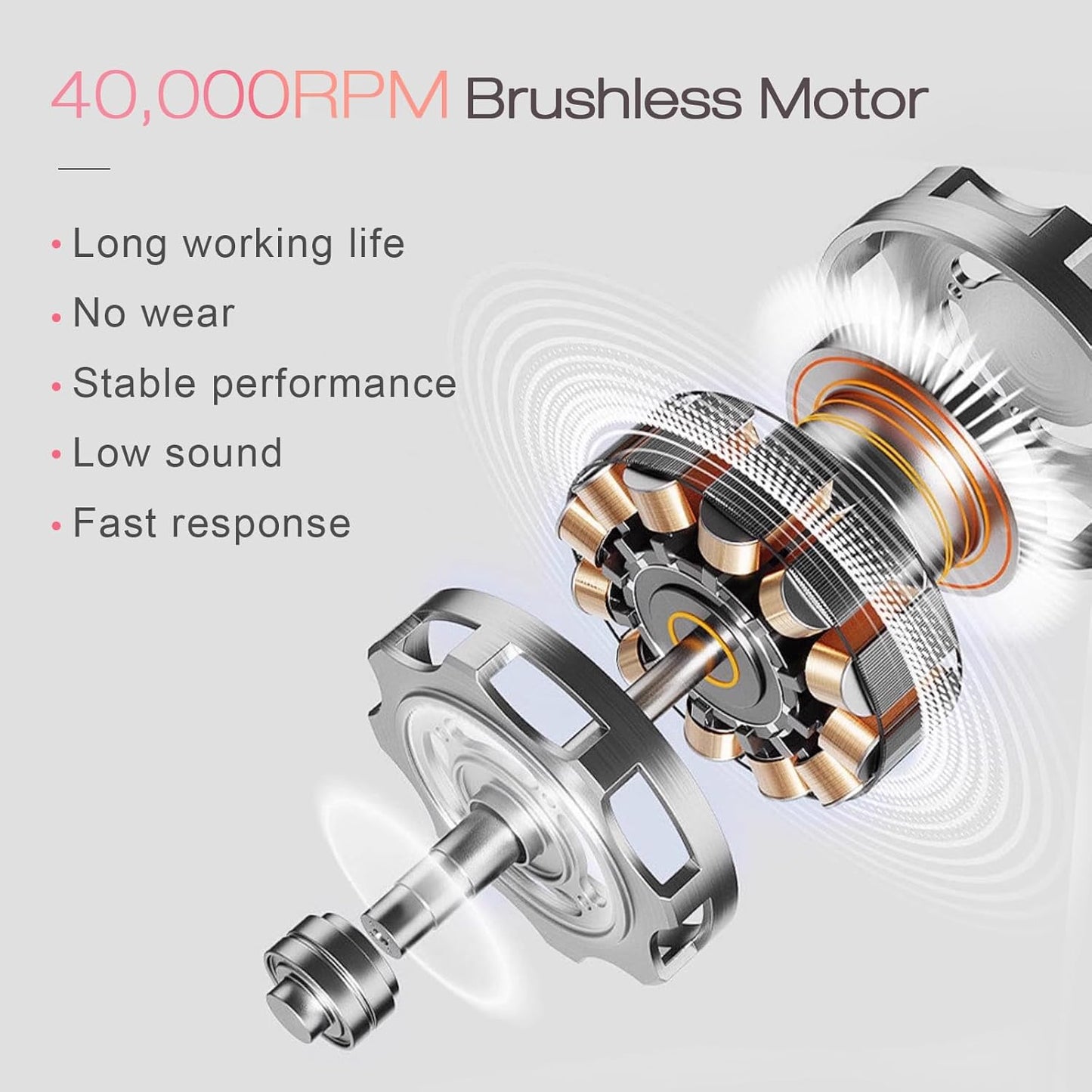 Professional Brushless Nail Drill, AZ GOGO 85W Cordless Electric Nail File 40000RPM Rechargeable Portable Nail Drill Machine for Gel/Acrylic Nails Salon Level （Rose Gold）